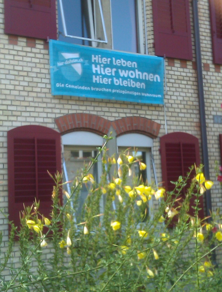 Foto der Eichliackerstrasse mit Abstimmungsplakat