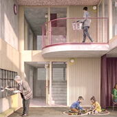 Lobby, Gesewo-Bauprojekt Attikerstrasse Wiesendangen. Visualisierung: boa architektur.